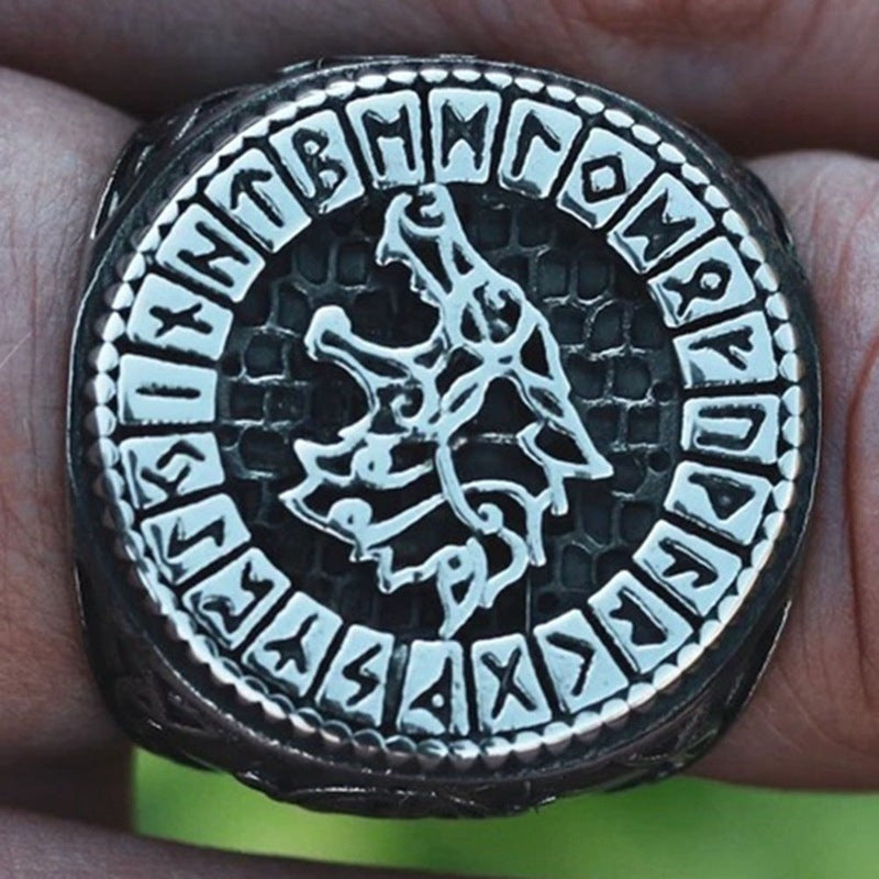 Vintage Nordic Viking Rune Ring