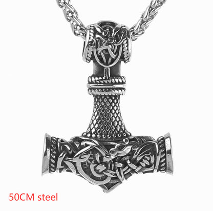 Collier Pendentif Marteau Viking Nordique avec Runes