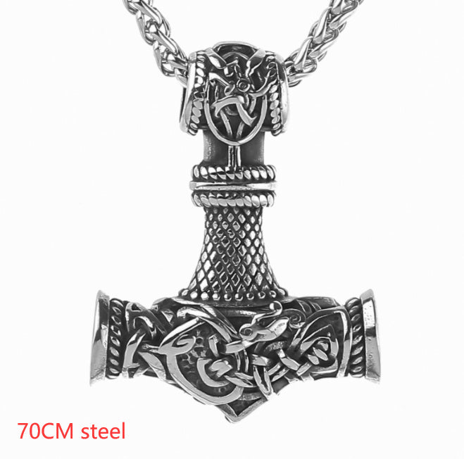 Collier Pendentif Marteau Viking Nordique avec Runes