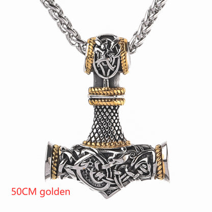 Collier Pendentif Marteau Viking Nordique avec Runes